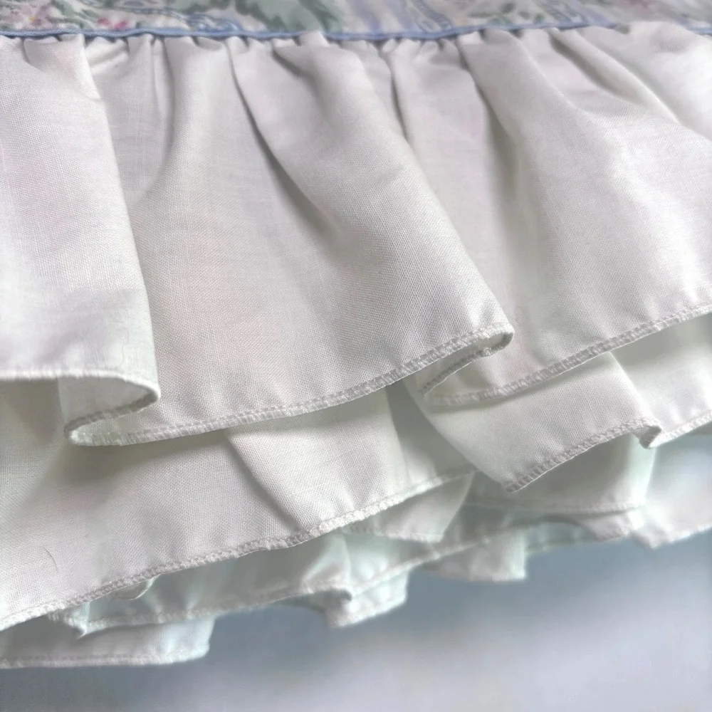 JCPenney Vintage Roses Striped Ruffle Double Full Sheet Set Flat Fitted